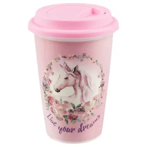 Стакан керамический Единорог в цветках (ПВХ бокс)