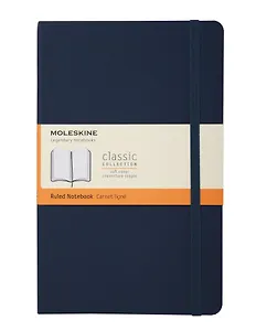 Книга для записей А5, 96 листов в линейку "Classic Soft", синий сапфир, мягкая обложка, резинка, Moleskine
