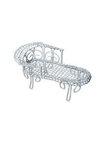 Металлическая мини-кровать белая (SCB27026) (12,6х6,5х4см) (ScrapBerry`s)