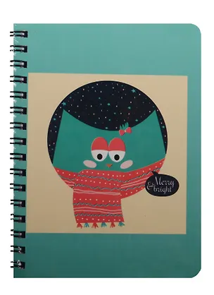 Записная книжка А6 80л кл. "Сова в шарфике" спираль, Kairui 240228