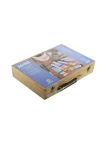 Краски водно-масляные 11цв 20мл "Ироил" в тубах, дерев.палитра, масленка, белила 60мл, лак 50мл, уголь 5шт, кисти 2шт., дерев.кор., Ferrario