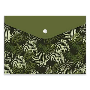 Папка для документов, Феникс+, ЛИСТЬЯ А5, 24*17см, 1 отделение, пластик, кнопка, УФ-печать