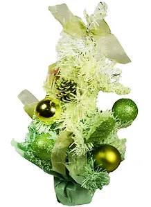 Елка декоративная с украшениями, 30 см, салатовая