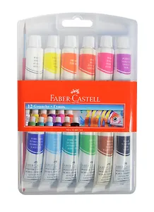 Краски гуашевые 12цв 12мл в тубах, п/к подвес, с/к, Faber-Castell