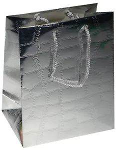 Пакет подарочный бумажный "Кожа" металлик, А5