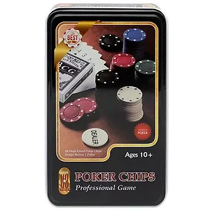 Набор для покера Professional Poker в металлическом футляре, 80 фишек с номиналом ИН-3728 2859806