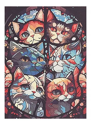 Картина по номерам "Витраж с Котами", на подрамнике, 30х40 см 3113381