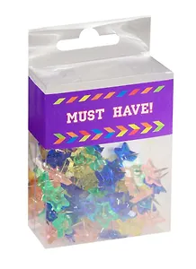 Кнопки гвоздики 80шт "Звездочки" цветные, НЕОН, пл.уп., MUST HAVE!