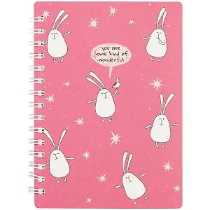 Записная книжка А6 80л кл. "Bunny", малиновый, мягк.переплет, ламинация, спираль