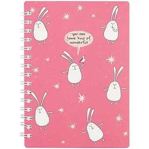 Записная книжка А6 80л кл. "Bunny", малиновый, мягк.переплет, ламинация, спираль 257449