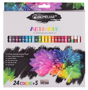 Карандаши цветные 24цв "ARTMATE" двухсторонние, с точилкой, к/к, подвес, ACMELIAE