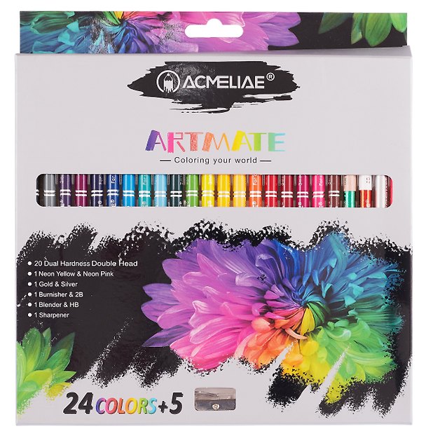Карандаши цветные 24цв "ARTMATE" двухсторонние, с точилкой, к/к, подвес, ACMELIAE 3176564 — 1