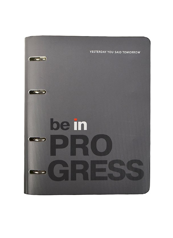 Тетрадь 120л кл. "Be in progress" на кольцах, подложка иск.кожа, скругл.углы, IN FOLIO 232886 — 1