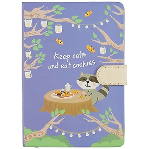 Блокнот с магнитной застежкой «Енот. Keep calm and eat cookies», 128 листов 2751256