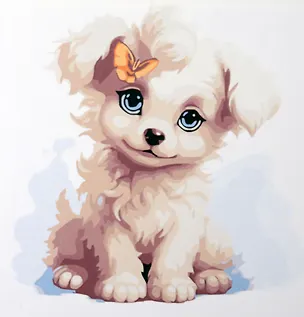 Холст с красками по номерам "Малыши-животные. Белый щенок", 20 х 20 см 3066158