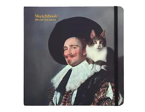 Скетчбук 200*200 56л "КотоАрт. Улыбающийся кавалер" 140г/м2, тв.обложка, 7БЦ, резинка, скругл.углы, ляссе