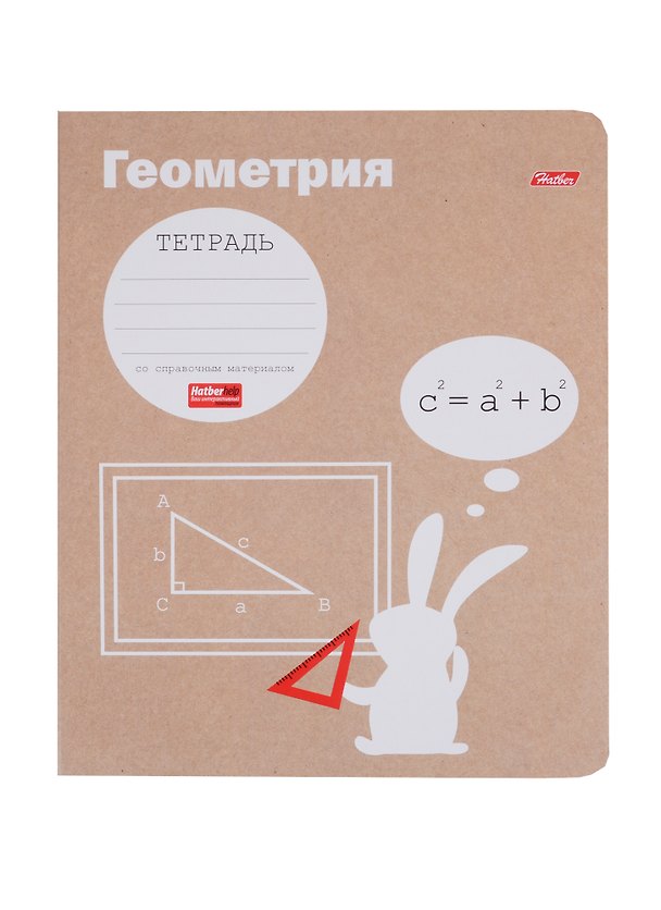 Тетрадь 48л кл. ТЕМА "Белый кролик" Геометрия, мел.картон, скругл.углы, интерактивн.справочн.информация 246794 — 1
