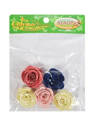 Декор Розочки ассорти большие (00009738) (5шт) (d=4см) (упаковка) 2422197