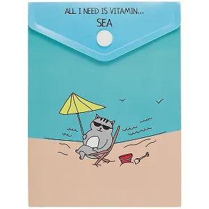 Папка-конверт А6 на кнопке СПб "Кот на море", вертикальная