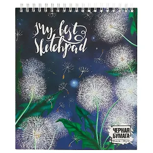 Скетчбук «Одуванчики», чёрный, 30 листов, А5