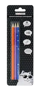 Карандаши чернографитные 3 штуки, "Позитив" НВ, заточенные, Listoff