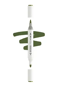 Маркер акриловый "Сонет" зелёный травяной тёмный, двусторонний, перо кисть/пуля