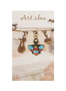 Кулон бронзового цвета Пчелка с красной и голубой эмалью (QA-3828-1) (2,2см)