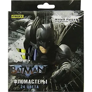 Фломастеры 24цв "Бэтмен" вент.колпачок, к/к, Proff