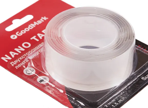 Лента клейкая 30мм*1,5м "Nano tape" двусторонняя, GoodMark 2981045 — 3
