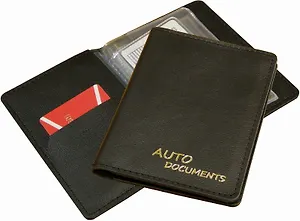 Обложка, для автодокументов"Люкс" со сменным блоком /кожа/черная 15АЧ-Л