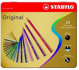 Цветные карандаши 24цвета Stabilo Original в металлическом футляре