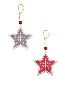 Подвеска новогодняя деревянная Морозная звезда (10см) (2 вида) (154236) (Сима-ленд)