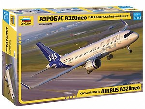Сборная модель ЗВЕЗДА Пассажирский авиалайнер Аэробус А-320neo (1/144) (L=25,9см) 7037