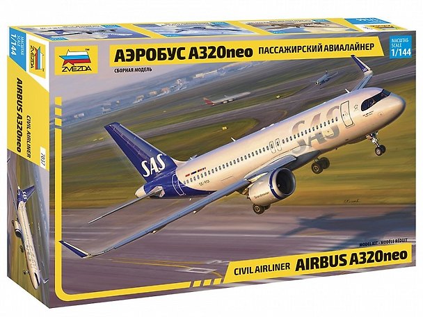 Сборная модель ЗВЕЗДА Пассажирский авиалайнер Аэробус А-320neo (1/144) (L=25,9см) 7037 2869681 — 1