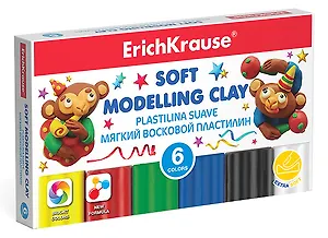 Пластилин 06цв 78гр восковой, стек, ErichKrause