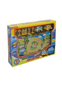 Заводная машинка (2шт) с треком со знаками дорож. движ. (6380A) (коробка)