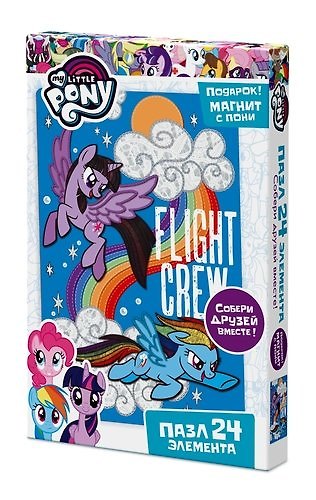 Пазл-мини, Оригами, My little pony Movie. Сумеречная Искорка и Радуга Дэш 24эл., (130х180), + фигурка с магнитиком 337878 — 1