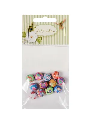 Набор бусин ручной работы (14-08656-1) (1 см) (12шт) (упаковка с хедером) 2520103