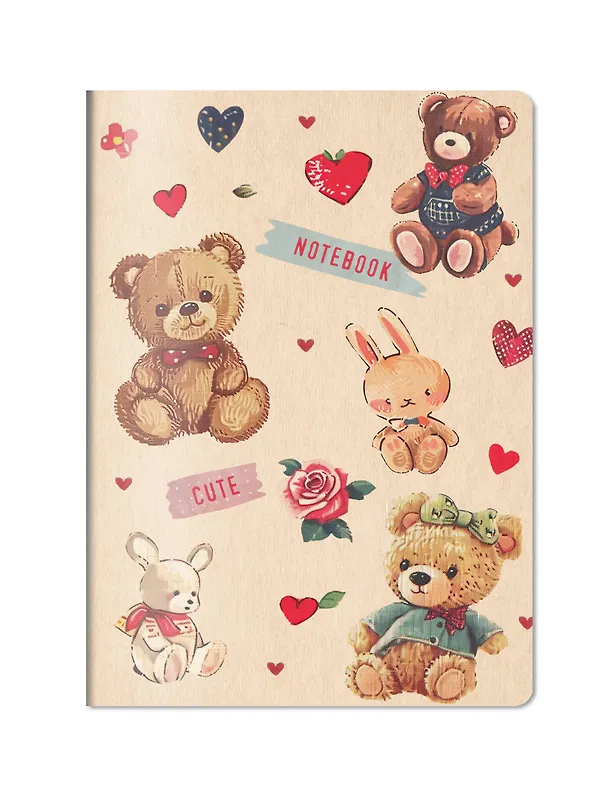 Записная книжка «Cute Bear Notebook» А6, 32 листа, дизайнерская бумага, Эксмо 3047098 — 2