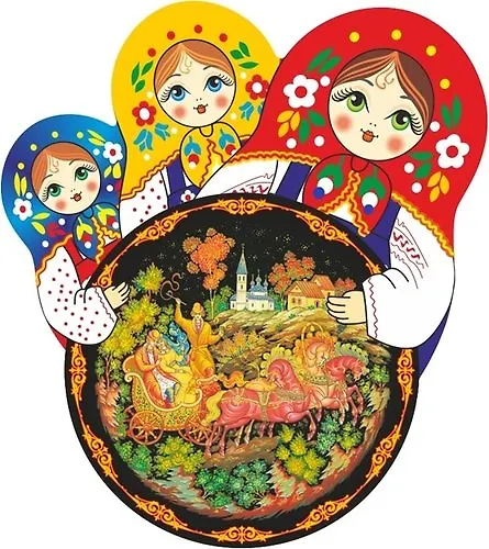 Сувенир, АКМ, Магнит круглый Палех. Тройка 6*7см, смола 345632 — 1
