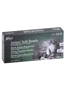 Пастель сухая мягкая 12цв Уголь, проф., квадратная, к/к, MUNGYO