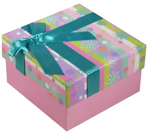 Коробка подарочная "Полосы с цветами" 13*13*7.5см