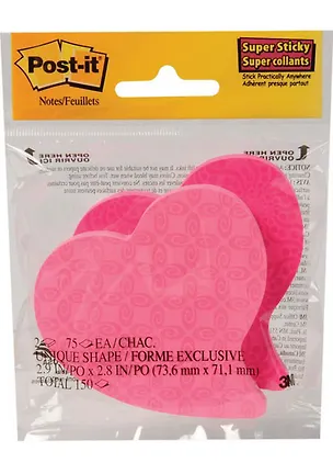 Блок бумаги для записи самоклеящийся Post-it 2 бл*75л, "СЕРДЦЕ", 3M 223844