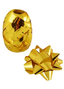 Набор для упаковки "Желтый металлик" бант, лента (10м)