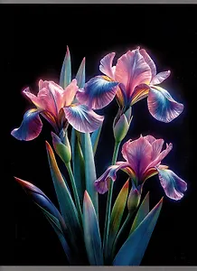 Тетрадь А4 96л кл. "Ирисы" скрепка, мел.картон, выб.лак, выб.лак