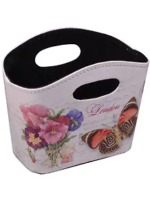 Корзинка для мелочей Анютины глазки и бабочка 18*16см 12-06649-JC01-1