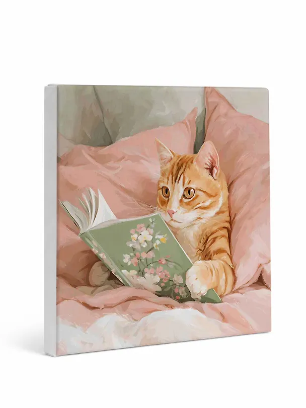 Картина по номерам на холсте с подрамником "Читающий кот", 20х20см, Art idea, 14+ 3166338 — 2