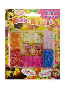 Набор бисера и бусинок Янтарный (19183) (Маша и Медведь) (3+) (пластиковая коробка)