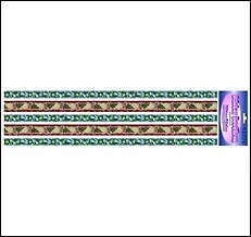 Набор лент текстильных самоклеющихся для скрепбукинга Зел. с эльфами и блестками (G25018) (30смх1,5) (упаковка) 2261090