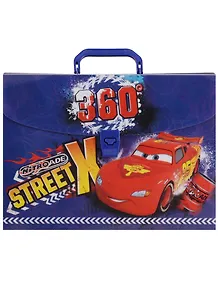 Папка-портфель пластиковая "Cars" на замке с ручкой